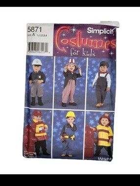 Simplicity #5871 Toddler Costumes Uncle Sam Conductor Size A5-4 Cut Vintage 2002